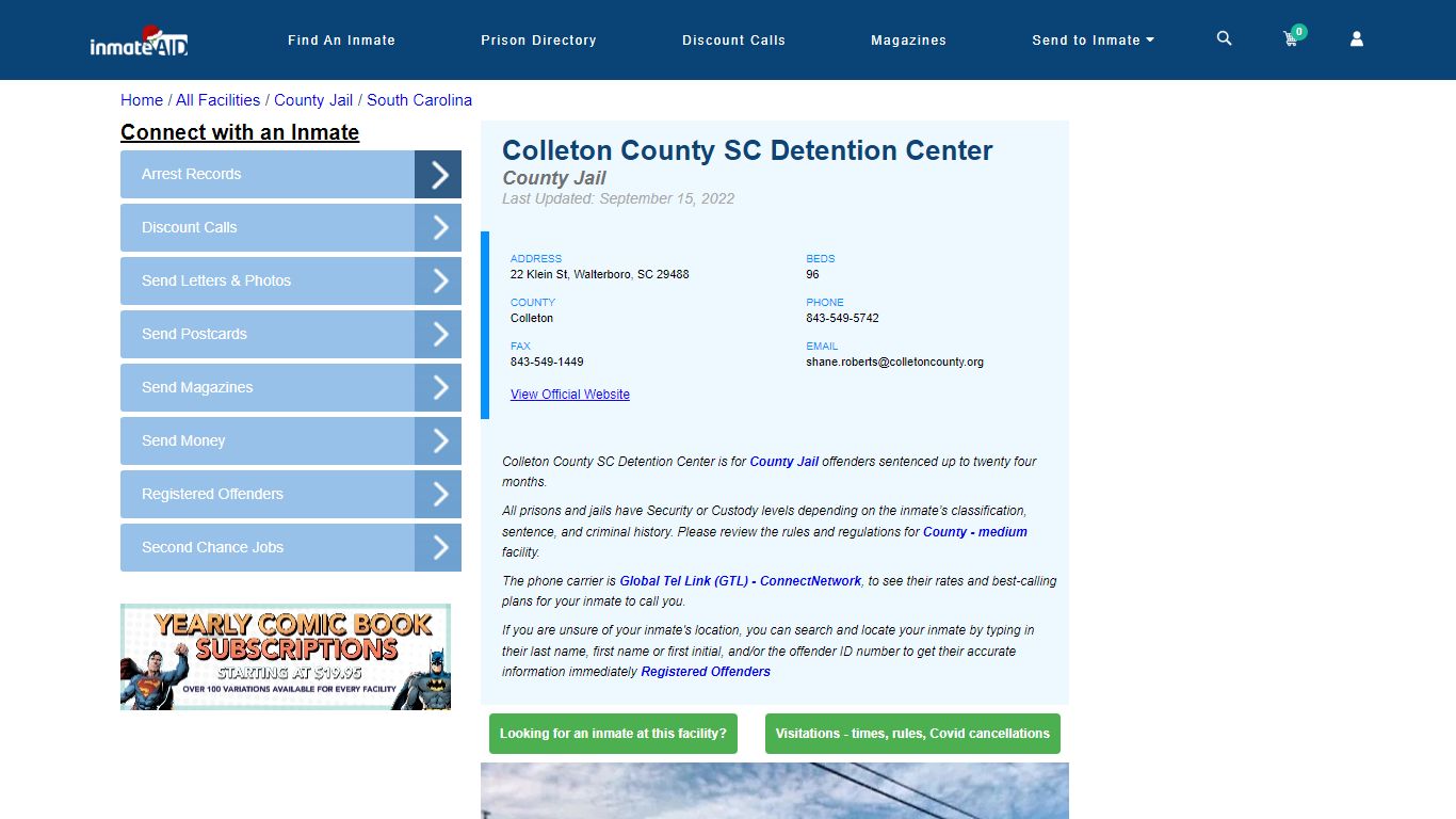 Colleton County SC Detention Center - Inmate Locator - Walterboro, SC